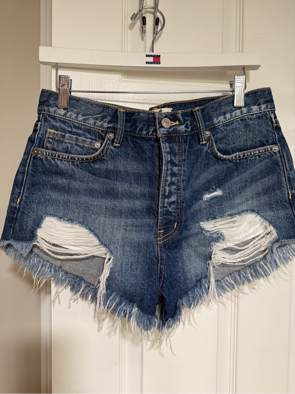 We The Free, Women’s Dark Blue Distressed Denim Shorts